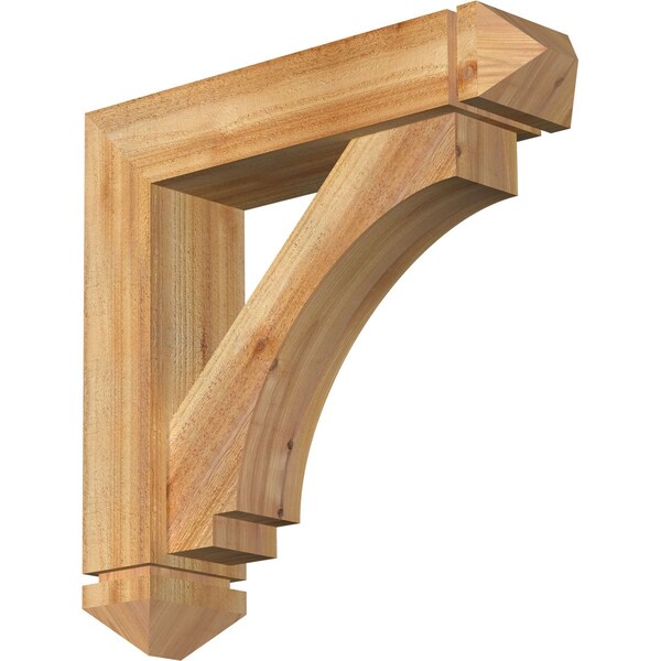 Ekena Millwork Imperial Arts and Crafts Rough Sawn Bracket w/ Offset Brace, Western Red Cedar, 6"W x 24"D x 24"H BKT0604X24X24IMP03RWR - main